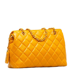 シャネル マトラッセ ゴールド金具 チェーン ショルダーバッグ トートバッグ オレンジ キャビアスキン レディース CHANEL 【中古】