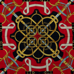 エルメス カレ90 Eperon dOr 黄金の拍車 スカーフ ネイビー マルチカラー シルク レディース HERMES 【中古】