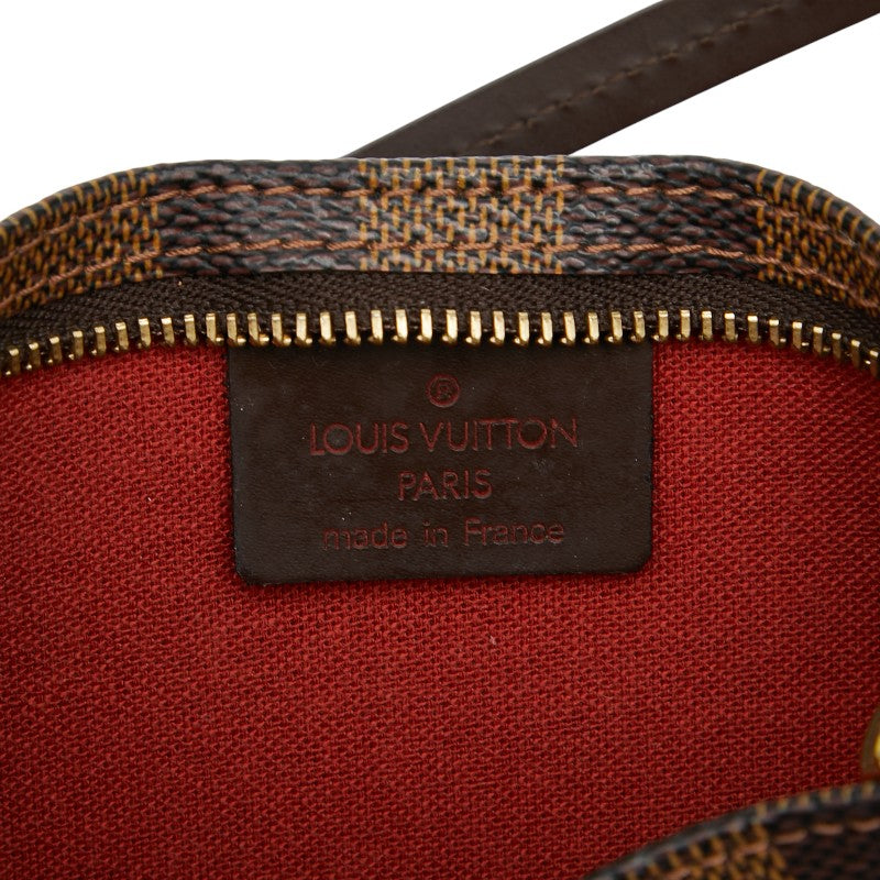 ルイ ヴィトン ダミエ ナヴォナ アクセサリーポーチ ハンドバッグ N51983 ブラウン PVC レザー レディース LOUIS VUITTON 【中古】