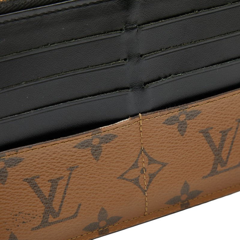 ルイ ヴィトン モノグラム リバース スリムパース 長財布 M80390 ブラウン ブラック PVC レザー レディース LOUIS VUITTON 【中古】