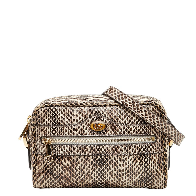 グッチ GGマーモント 斜め掛け ショルダーバッグ 517350 ブラウン ホワイト パイソン レザー レディース GUCCI 【中古】