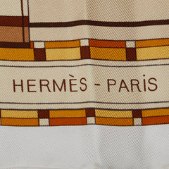 エルメス カレ90 Voltes et pirouettes ヴォルト エ ピルエット スカーフ ライトブラウン シルク レディース HERMES 【中古】