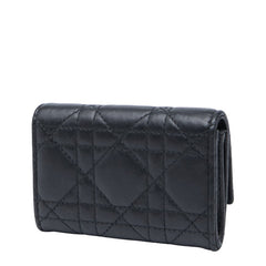 ディオール カナージュ ジョリー グリシーヌ 二つ折り財布 S3102UNJB ブラック ラムスキン レディース Dior 【中古】