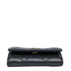 ディオール カナージュ ジョリー グリシーヌ 二つ折り財布 S3102UNJB ブラック ラムスキン レディース Dior 【中古】