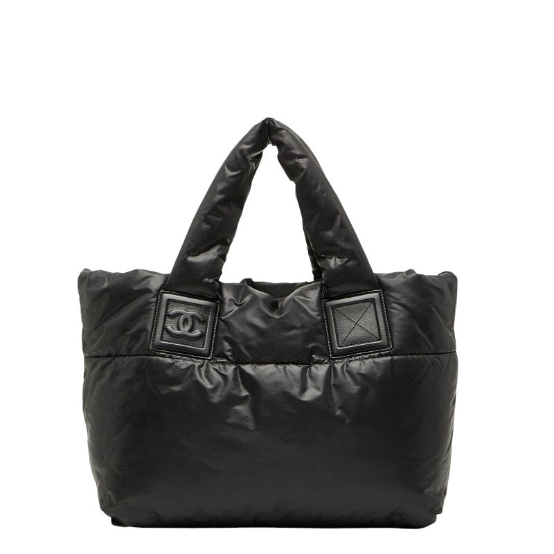 シャネル ココマーク コココクーン ハンドバッグ トートバッグ ブラック ナイロン レザー レディース CHANEL 【中古】