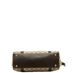 グッチ GGキャンバス ハンドバッグ トートバッグ 141470 ベージュ ブラウン キャンバス レザー レディース GUCCI 【中古】