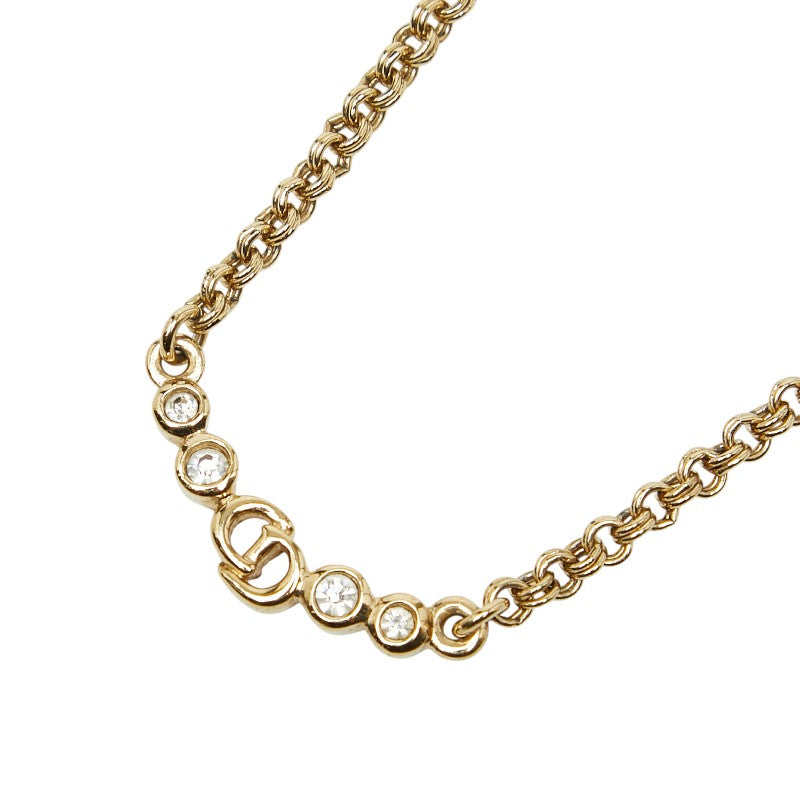 ディオール CDロゴ ネックレス ゴールド メッキ ラインストーン レディース Dior 【中古】