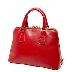 プラダ 三角ロゴプレート ハンドバッグ ショルダーバッグ 2WAY BL0838 レッド サフィアーノ レザー レディース PRADA 【中古】
