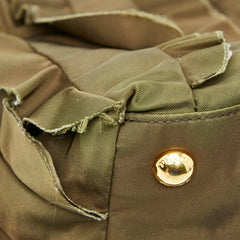 プラダ フリル ハンドバッグ トートバッグ BN1728 カーキ ブラウン ナイロン レザー レディース PRADA 【中古】