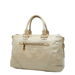 プラダ 三角ロゴプレート ハンドバッグ ショルダーバッグ 2WAY ベージュ レザー レディース PRADA 【中古】