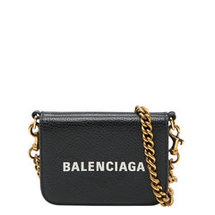 バレンシアガ チェーンミニウォレット 618145 ブラック レザー レディース BALENCIAGA 中古