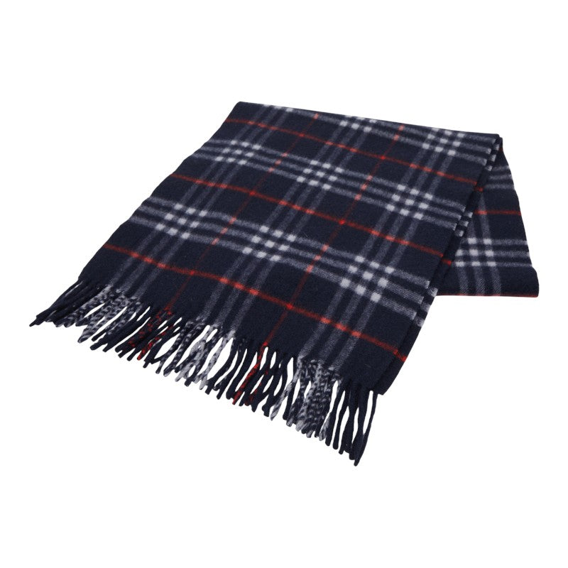 バーバリー ノバチェック マフラー ネイビー レッド カシミヤ レディース BURBERRY 【中古】