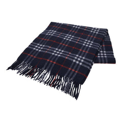 バーバリー ノバチェック マフラー ネイビー レッド カシミヤ レディース BURBERRY 【中古】