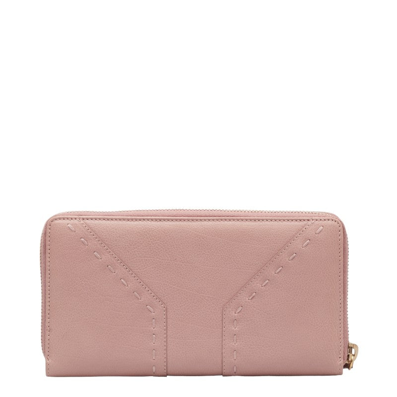 サンローラン ミューズ ラウンドファスナー 長財布 164570 ピンク レザー レディース SAINT LAURENT 【中古】