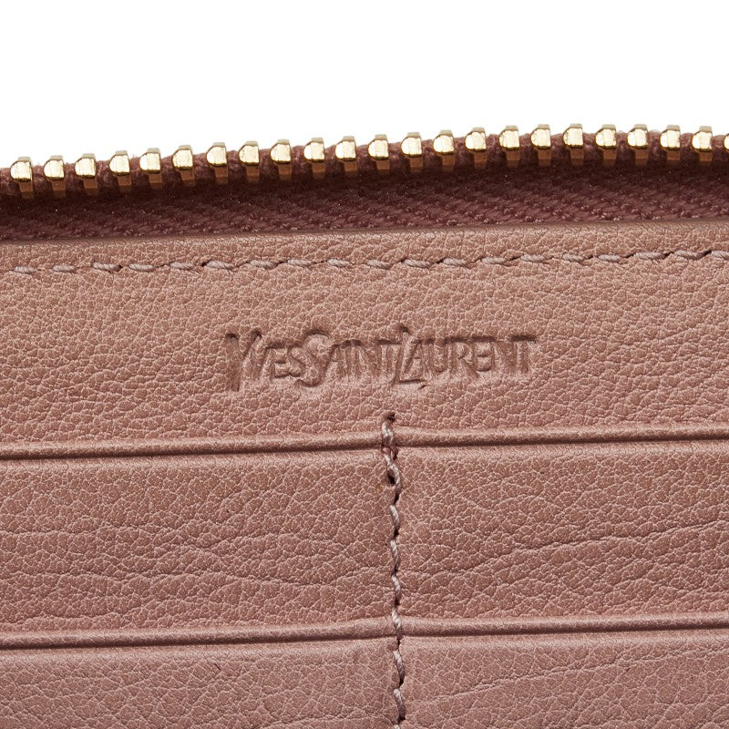 サンローラン ミューズ ラウンドファスナー 長財布 164570 ピンク レザー レディース SAINT LAURENT 【中古】