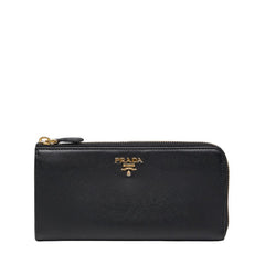 プラダ ロゴ 長財布 ブラック サフィアーノレザー レディース PRADA 【中古】