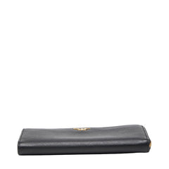 プラダ ロゴ 長財布 ブラック サフィアーノレザー レディース PRADA 【中古】