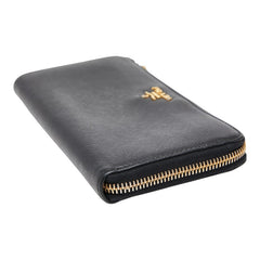 プラダ ロゴ 長財布 ブラック サフィアーノレザー レディース PRADA 【中古】