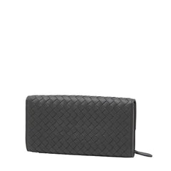 ボッテガヴェネタ イントレチャート 長財布 グレー レザー レディース BOTTEGAVENETA 【中古】
