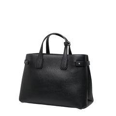 バーバリー ミディアム バナー ショルダーバッグ ハンドバッグ 2WAY ブラック レザー レディース BURBERRY 【中古】