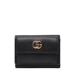 グッチ GGマーモント 三つ折り財布 523277 ブラック レザー レディース GUCCI 【中古】