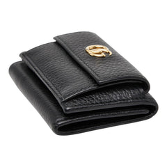 グッチ GGマーモント 三つ折り財布 523277 ブラック レザー レディース GUCCI 【中古】