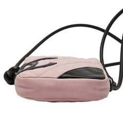 シャネル ココマーク カンボンライン 斜め掛け ショルダーバッグ ピンク ブラック レザー レディース CHANEL 【中古】