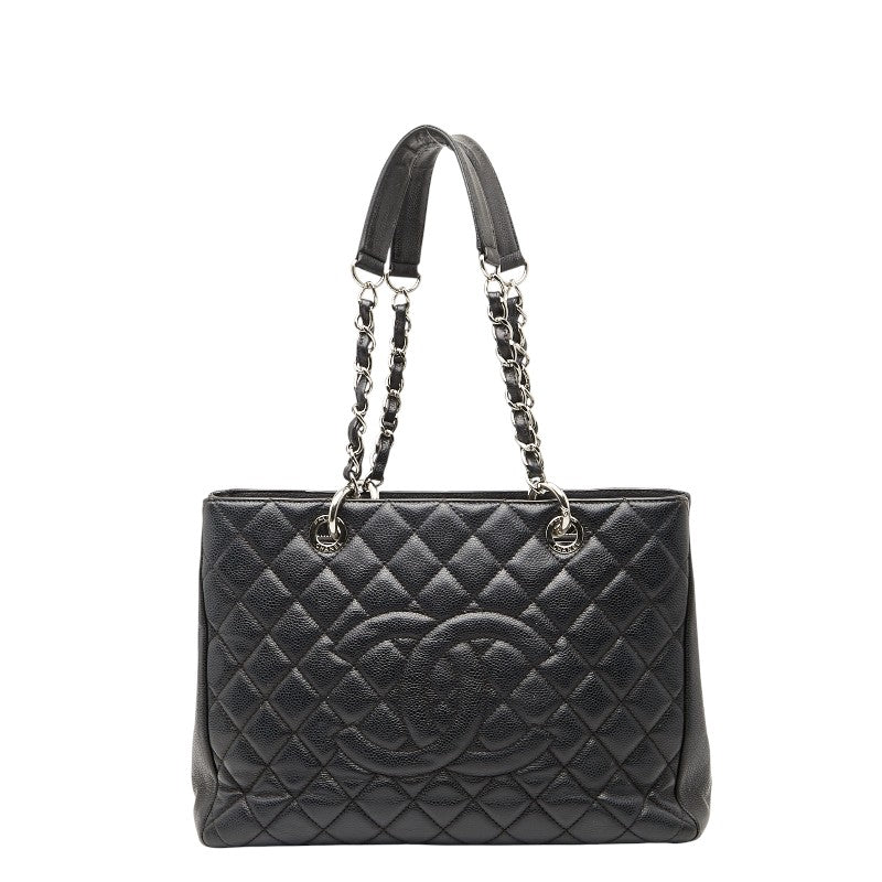 シャネル ココマーク GST チェーン トートバッグ ショルダーバッグ ブラック キャビアスキン レディース CHANEL 中古