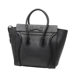 セリーヌ ラゲージ マイクロショッパー ハンドバッグ ブラック レザー レディース CELINE 【中古】