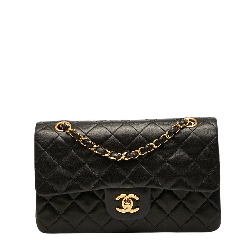 シャネル ココマーク マトラッセ23 ダブルフラップ チェーン ショルダーバッグ ブラック ラムスキン レディース CHANEL 【中古】