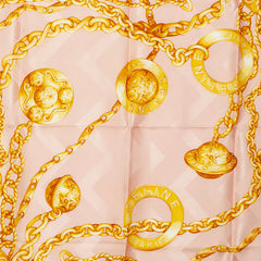 セリーヌ チェーン スカーフ ピンク ゴールド シルク レディース CELINE 【中古】