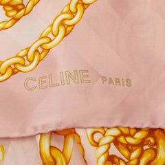 セリーヌ チェーン スカーフ ピンク ゴールド シルク レディース CELINE 【中古】