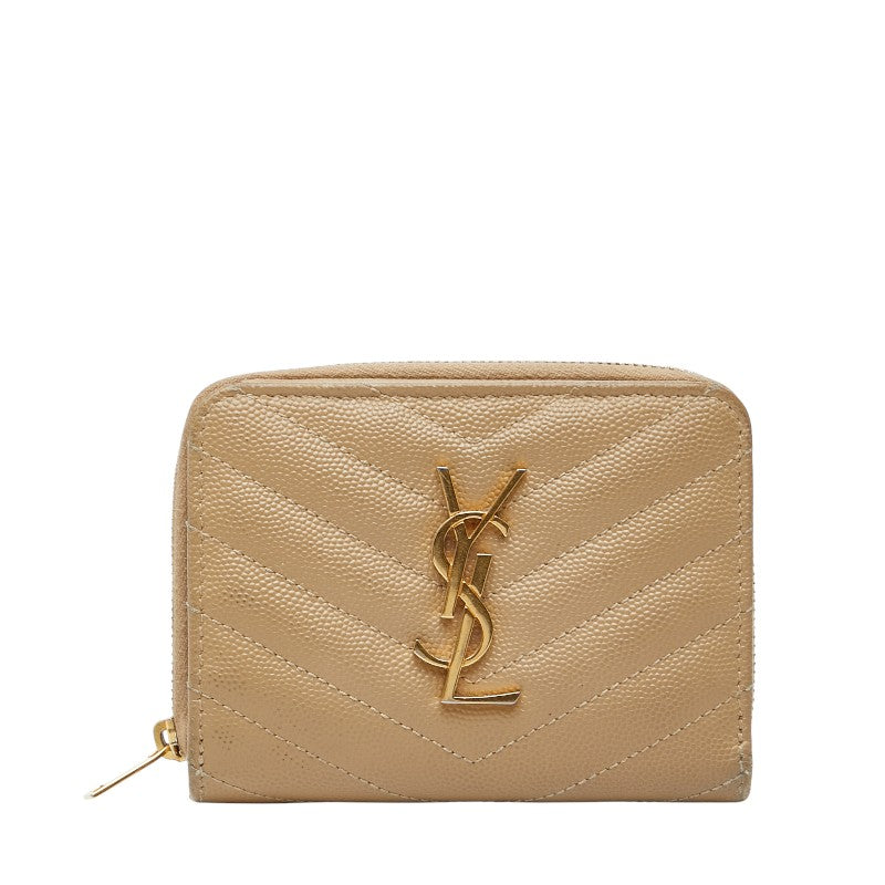 サンローラン YSL モノグラム 二つ折り財布 403723 ベージュ レザー レディース SAINT LAURENT 【中古】