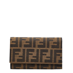 フェンディ ズッカ 三つ折り財布 8M0011 ブラウン ブラック キャンバス レディース FENDI 中古