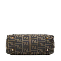 フェンディ ズッカ ハンドバッグ ブラウン ブラック キャンバス レザー レディース FENDI 中古