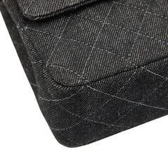 シャネル マトラッセ25 ココマーク ダブルフラップ チェーン ショルダーバッグ ブラック デニム レディース CHANEL 【中古】