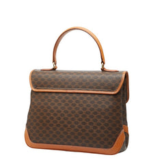 セリーヌ マカダム トップハンドル ハンドバッグ ブラウン PVC レザー レディース CELINE 【中古】