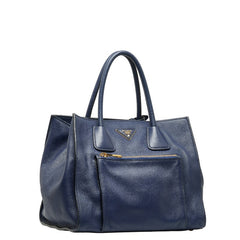 プラダ 三角ロゴプレート ハンドバッグ BN2795 ブルーエット カーフ レザー レディース PRADA 中古