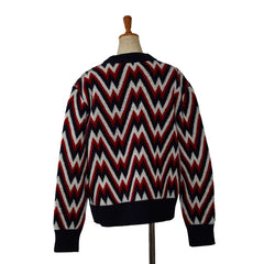 モンクレール トリコロール ニット サイズ:M ネイビー レッド ウール レディース MONCLER 【中古】