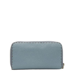 フェンディ セレリア ラウンドファスナー 長財布 8M0374 ブルー グレー レザー レディース FENDI 【中古】