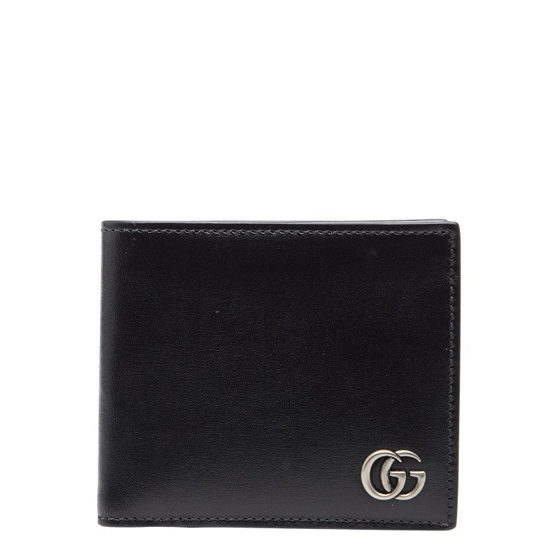 グッチ GGマーモント ダブルG 二つ折り財布 コイン ウォレット 428725 ブラック レザー レディース GUCCI 【中古】