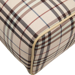 バーバリー ノバチェック ミニボストンバッグ ハンドバッグ ピンク ベージュ キャンバス レザー レディース BURBERRY 【中古】