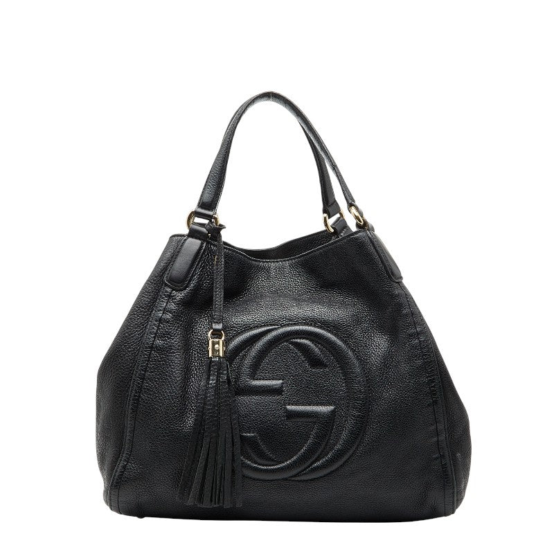 グッチ ソーホー インターロッキングG ショルダーバッグ トートバッグ 282309 ブラック レザー レディース GUCCI 【中古】