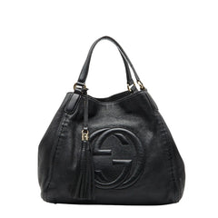 グッチ ソーホー インターロッキングG ショルダーバッグ トートバッグ 282309 ブラック レザー レディース GUCCI 【中古】