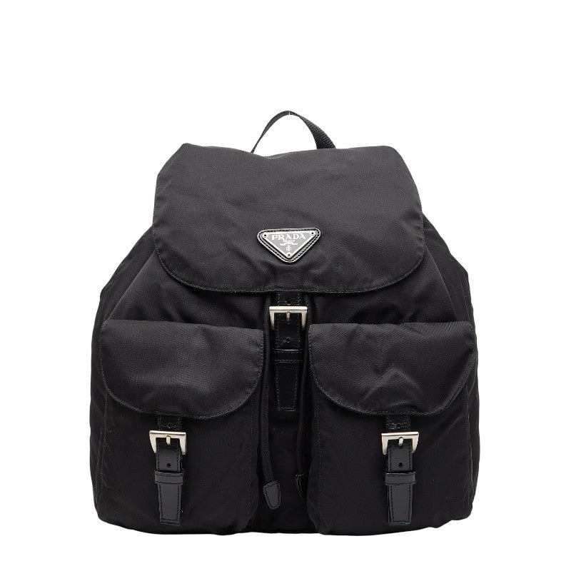 プラダ 三角ロゴプレート リュック バックパック B2811F ブラック ナイロン レディース PRADA 【中古】