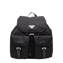 プラダ 三角ロゴプレート リュック バックパック B2811F ブラック ナイロン レディース PRADA 【中古】