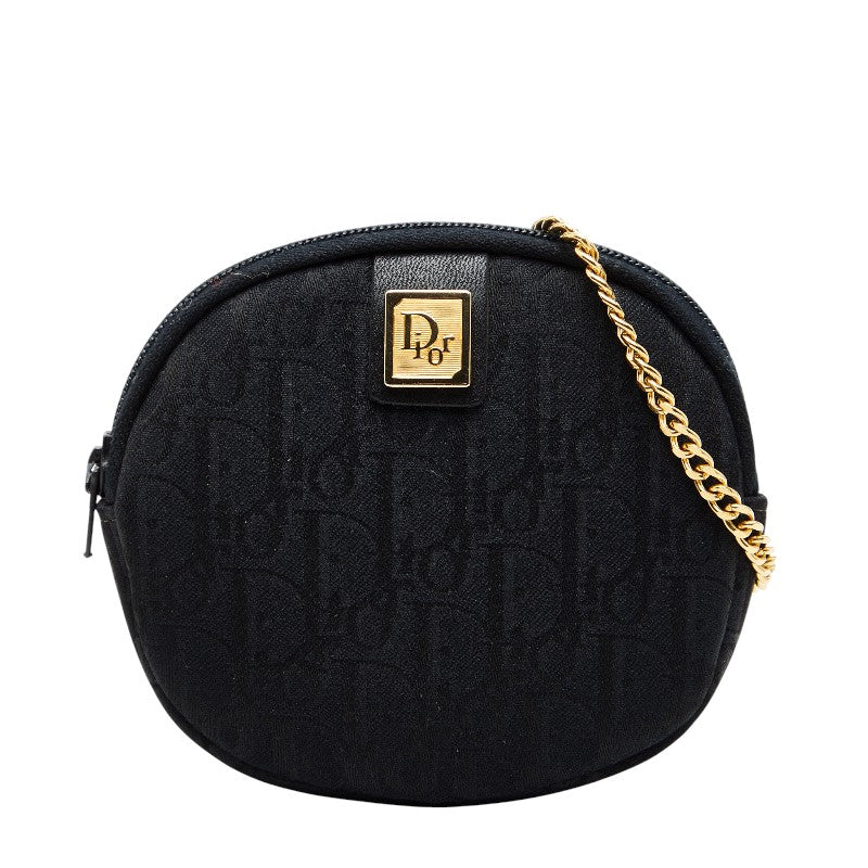 ディオール トロッター ロゴ チェーン ショルダーバッグ コインケース 小銭入れ ブラック キャンバス レディース Dior 【中古】