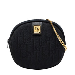 ディオール トロッター ロゴ チェーン ショルダーバッグ コインケース 小銭入れ ブラック キャンバス レディース Dior 【中古】