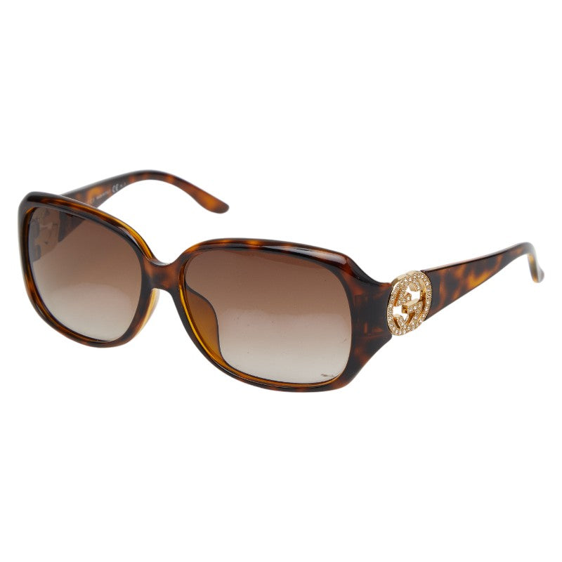 グッチ インターロッキングG スモークグラデーション ラインストーン サングラス GG3592 ブラウン プラスチック レディース GUCCI 【中古】