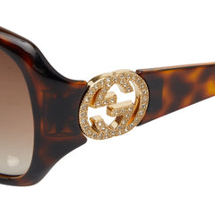 グッチ インターロッキングG スモークグラデーション ラインストーン サングラス GG3592 ブラウン プラスチック レディース GUCCI 【中古】